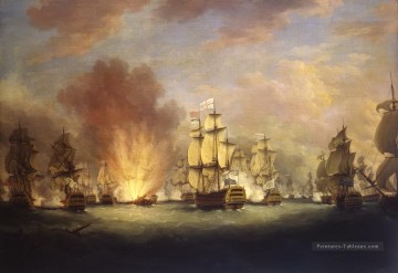 La bataille de Moonlight au large du Cap St Vincent 16 janvier 1780 Batailles navales Peinture à l'huile